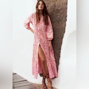 Zara Pink Floral Midi Dress